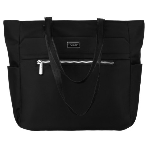 Miejska torebka damska mieszcząca A4 w czarnym kolorze - Peterson
