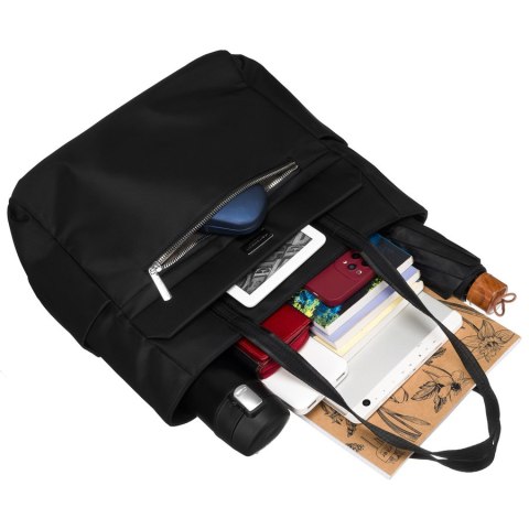 Miejska torebka damska mieszcząca A4 w czarnym kolorze - Peterson