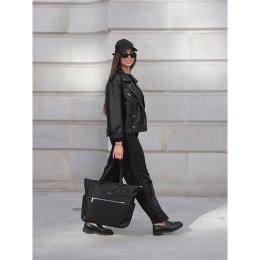 Pojemna elegancka shopperka damska na ramię czarna - Peterson