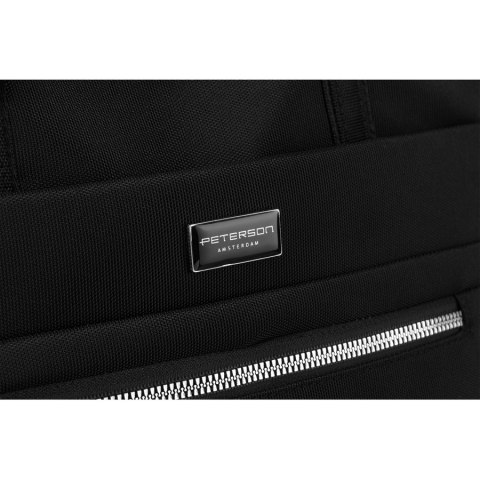 Praktyczna, czarna shopperka damska na ramię - Peterson