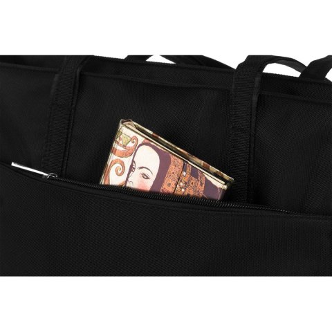 Praktyczna, czarna shopperka damska na ramię - Peterson