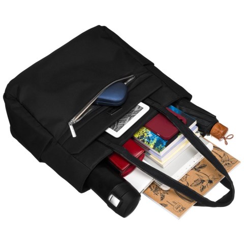 Praktyczna, czarna shopperka damska na ramię - Peterson