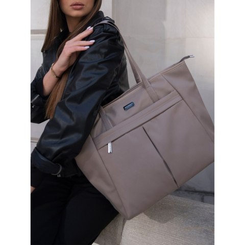 Torebka shopper z zamkiem w kolorze beżowym - Peterson