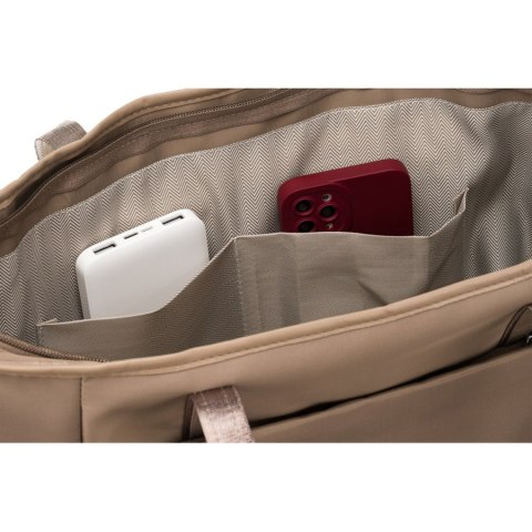 Torebka shopper z zamkiem w kolorze beżowym - Peterson