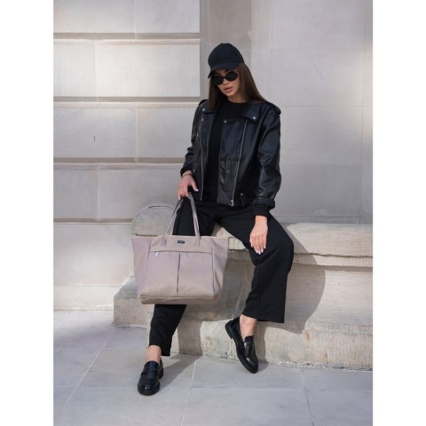 Torebka shopper z zamkiem w kolorze beżowym - Peterson