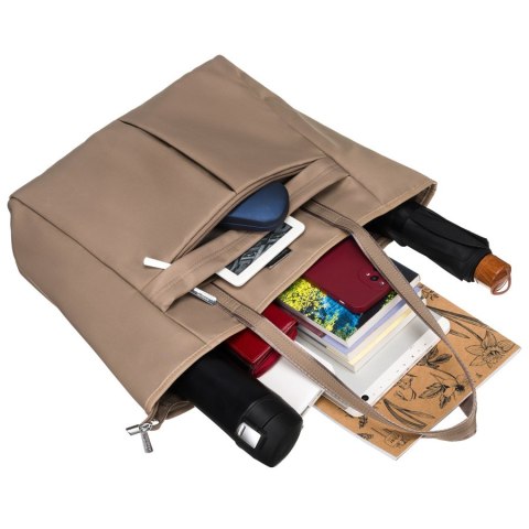 Torebka shopper z zamkiem w kolorze beżowym - Peterson