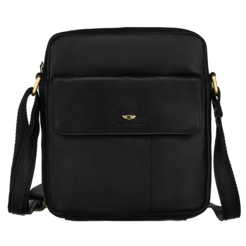 Skórzana listonoszka męska do pracy w czarnym kolorze - Peterson