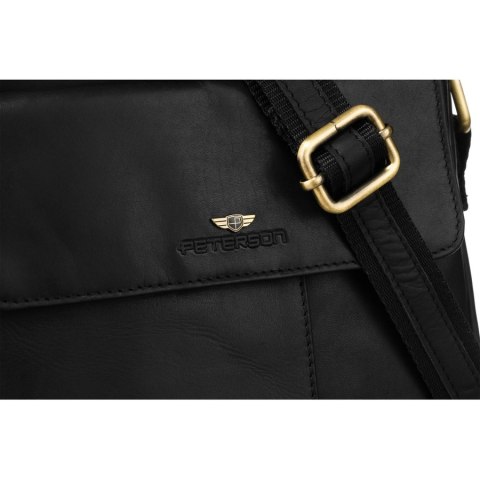 Skórzana listonoszka męska do pracy w czarnym kolorze - Peterson