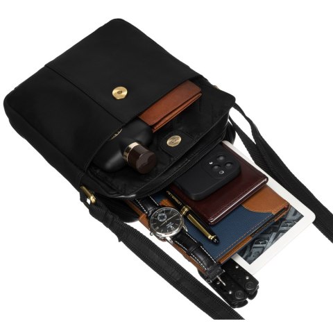 Skórzana listonoszka męska do pracy w czarnym kolorze - Peterson