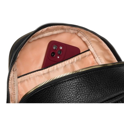 Czarny plecak damski skóra ekologiczna z kieszeniami - Rovicky