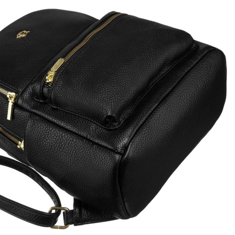 Czarny plecak damski skóra ekologiczna z kieszeniami - Rovicky