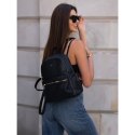 Czarny plecak damski skóra ekologiczna z kieszeniami - Rovicky