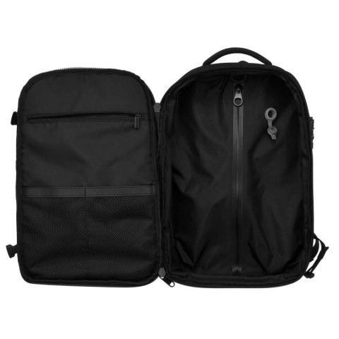 Pojemny plecak podróżny w czarnym kolorze z komorą próżniową i kieszenią na laptopa - Peterson