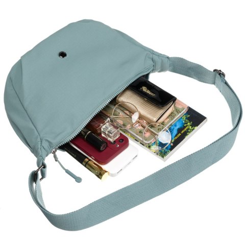 Niebieska torebka damska z poliestru z kieszenią zamykaną na suwak - Peterson