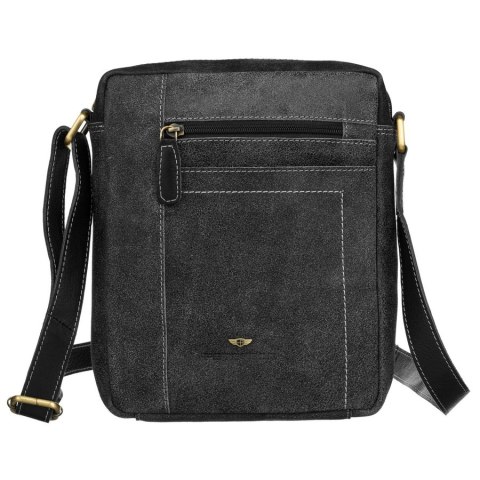 Czarna listonoszka męska ze skóry naturalnej zawieszona na regulowanym pasku - Peterson