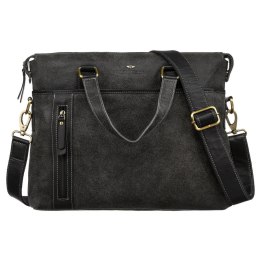Czarna, skórzana torba męska na dokumenty z miejscem na laptopa - Peterson