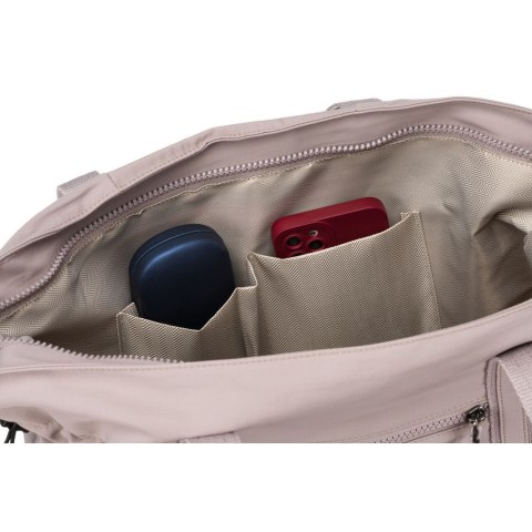 Duża torba damska z poliestru w kolorze lila zamykana na suwak - Peterson