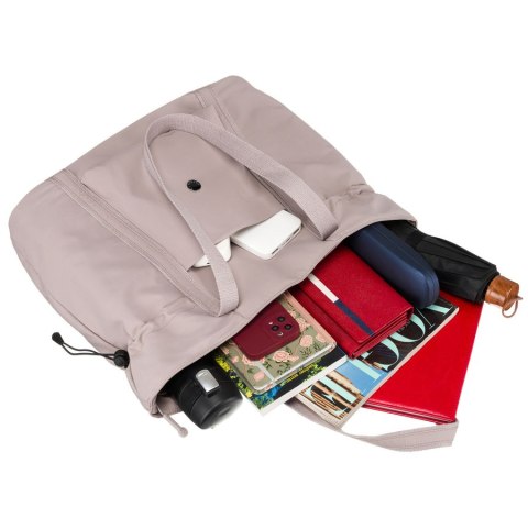 Duża torba damska z poliestru w kolorze lila zamykana na suwak - Peterson