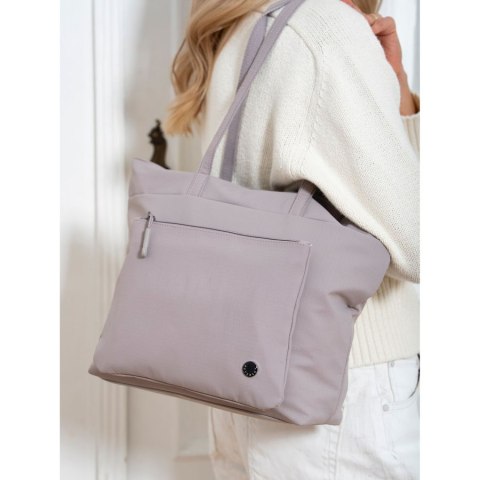 Jednokomorowa shopperka damska z poliestru w kolorze lila z kieszenią na froncie - Peterson