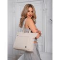 Pojemna, jednokomorowa shopperka damska z poliestru w beżowym kolorze - Peterson
