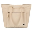 Pojemna, jednokomorowa shopperka damska z poliestru w beżowym kolorze - Peterson