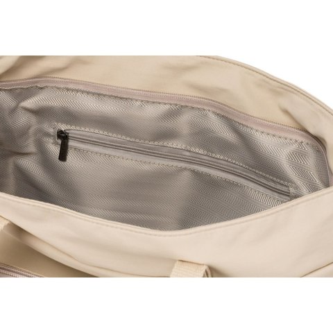 Pojemna, jednokomorowa shopperka damska z poliestru w beżowym kolorze - Peterson