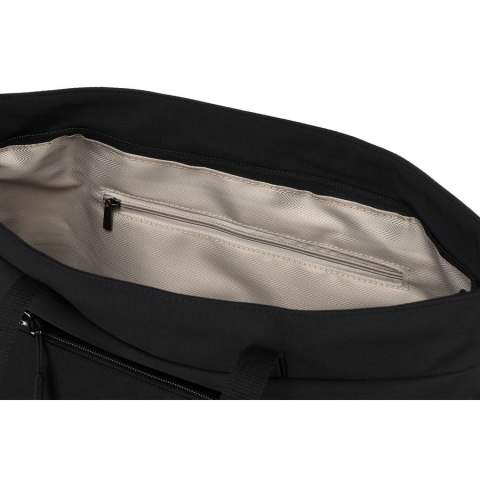 Stylowa shopperka damska z poliestru w czarnym kolorze zawieszona na wygodnych uchwytach - Peterson