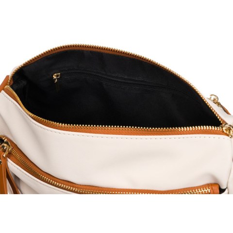 Nylonowa torebka w brązowo-beżowym kolorze z paskiem na ramię - Peterson