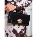 Czarna, elegancka kopertówka damska ze skóry ekologicznej - Rovicky Czarna, elegancka kopertówka damska ze skóry ekologicznej - Rovicky