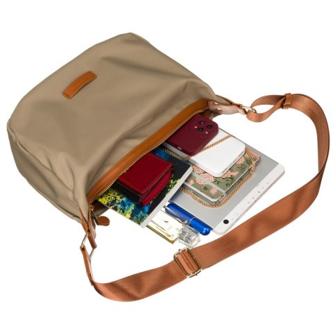 Listonoszka miejska w kolorach khaki i brązowym zawieszona na regulowanym pasku - Peterson