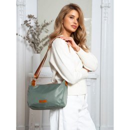 Nylonowa listonoszka damska w zielono-brązowym kolorze z zewnętrzną kieszenią - Peterson