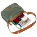 Nylonowa listonoszka damska w zielono-brązowym kolorze z zewnętrzną kieszenią - Peterson