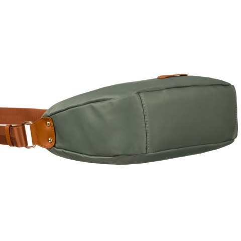 Nylonowa listonoszka damska w zielono-brązowym kolorze z zewnętrzną kieszenią - Peterson