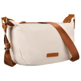 Nylonowa, niewielka torebka damska w brązowo-beżowym kolorze - Peterson