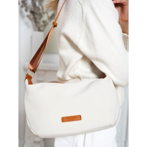 Nylonowa, niewielka torebka damska w brązowo-beżowym kolorze - Peterson