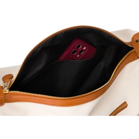 Nylonowa, niewielka torebka damska w brązowo-beżowym kolorze - Peterson