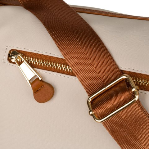 Nylonowa, niewielka torebka damska w brązowo-beżowym kolorze - Peterson