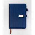 Zestaw prezentowy: elegancki, granatowy notes A5 w linie i długopis z czarnym wkładem - Peterson