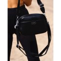 Czarna, klasyczna listonoszka damska crossbody z eko skóry dwa paski w komplecie Peterson Czarna, klasyczna listonoszka damska crossbody z eko skóry dwa paski w komplecie Peterson