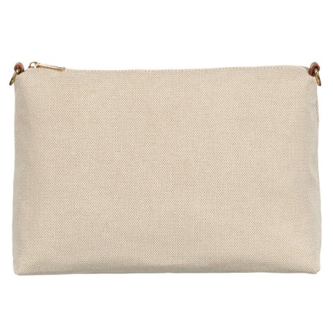 Duża torba damska wykonana ze skóry naturalnej i włókna poliamidowego w beżowo-brązowym kolorze - Peterson