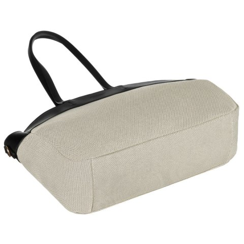 Miejska torba damska wykonana ze skóry naturalnej i włókna poliamidowego w beżowo-czarnym kolorze - Peterson