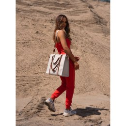 Modna shopperka damska w brązowo-beżowym kolorze z regulowanym paskiem w zestawie - Peterson