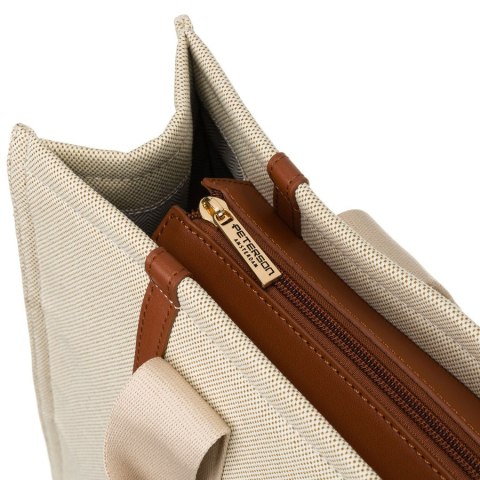 Modna shopperka damska w brązowo-beżowym kolorze z regulowanym paskiem w zestawie - Peterson