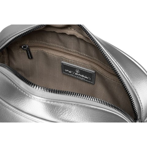 Modna srebrna listonoszka damska z szerokim i wąskim paskiem komplecie Peterson