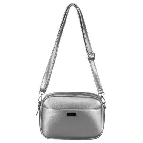 Modna srebrna listonoszka damska z szerokim i wąskim paskiem komplecie Peterson