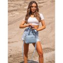 Niebieska listonoszka damska crossbody z wąskim i szerokim paskiem na ramię eko skóra Peterson