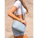 Niebieska listonoszka damska crossbody z wąskim i szerokim paskiem na ramię eko skóra Peterson