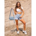 Niebieska listonoszka damska crossbody z wąskim i szerokim paskiem na ramię eko skóra Peterson