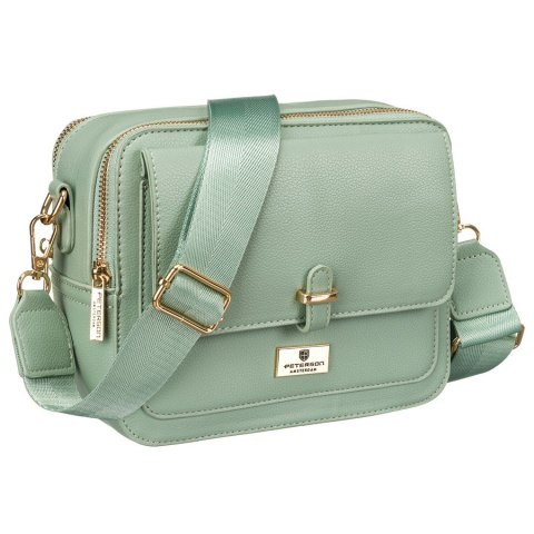 Modna listonoszka damska w zielonym kolorze wykonana ze skóry ekologicznej - Peterson