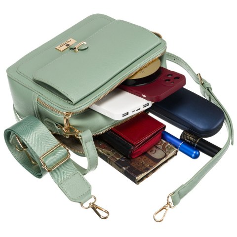 Modna listonoszka damska w zielonym kolorze wykonana ze skóry ekologicznej - Peterson